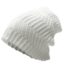 Men White Knitted Textured Reversible Design Casual Beanie Hat Cap