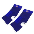 Women Man Black Blue Strips Pattern Elastic Band Open Heel Ankle Support Brace Pair